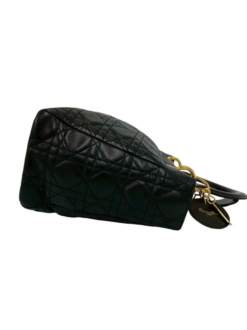 Dior Lady Cannage Lambskin Leather Handbag Mini Tote Black